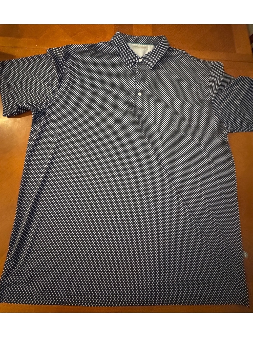Potomac Shores Polo Shirt XXL Navy Blue with White Pattern d519